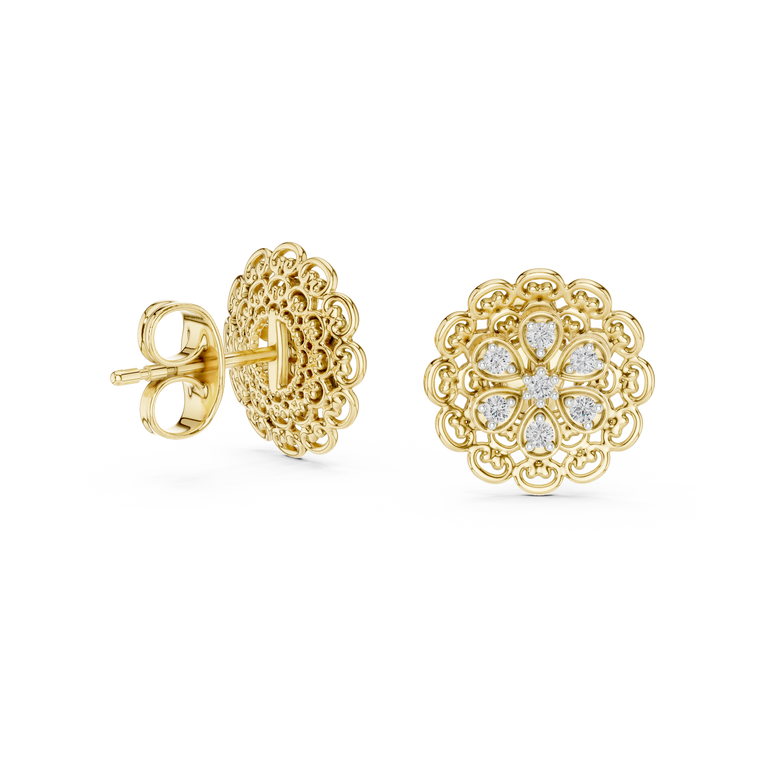 Royal Bloom Floral Stud Earrings Finish - view 2