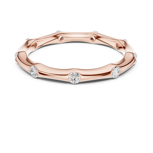 Round Bezel Lab Diamond Wavy Wedding Band - view 2
