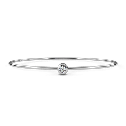 Round Bezel Set Solitaire Bangle Bracelet for Women - view 4