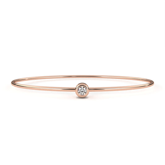 Round Bezel Set Solitaire Bangle Bracelet for Women - view 3
