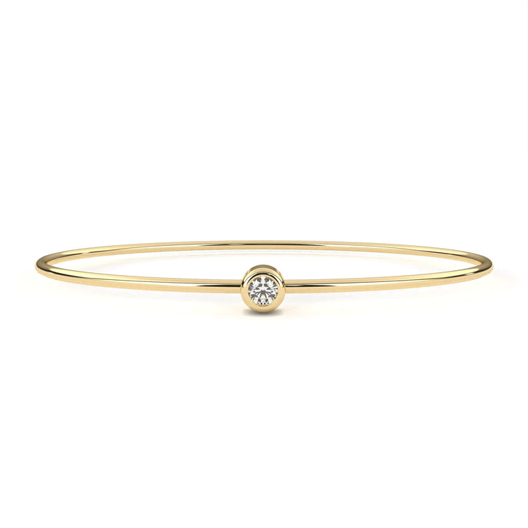 Round Bezel Set Solitaire Bangle Bracelet for Women - view 2