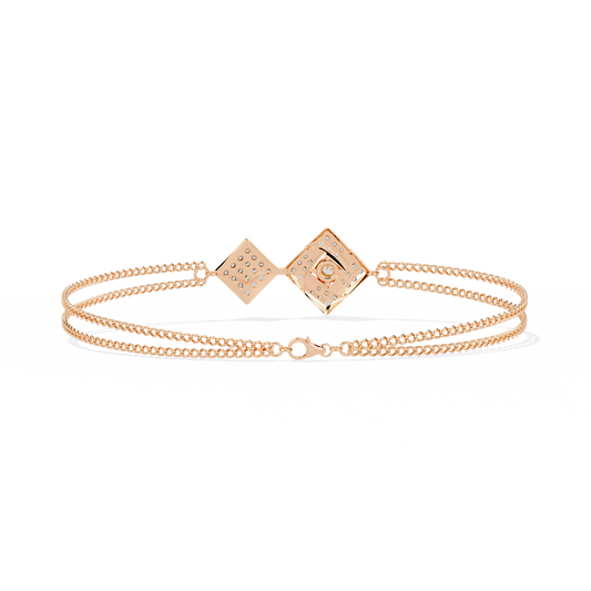 Round Cut Geometric Square Double Chain Bracelet - view 3