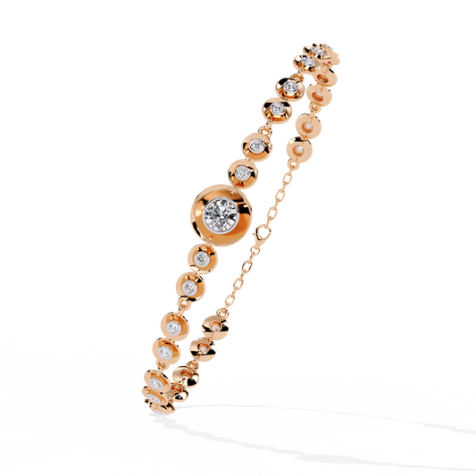 Round Cut Bezel Station Chain Bracelet - view 4