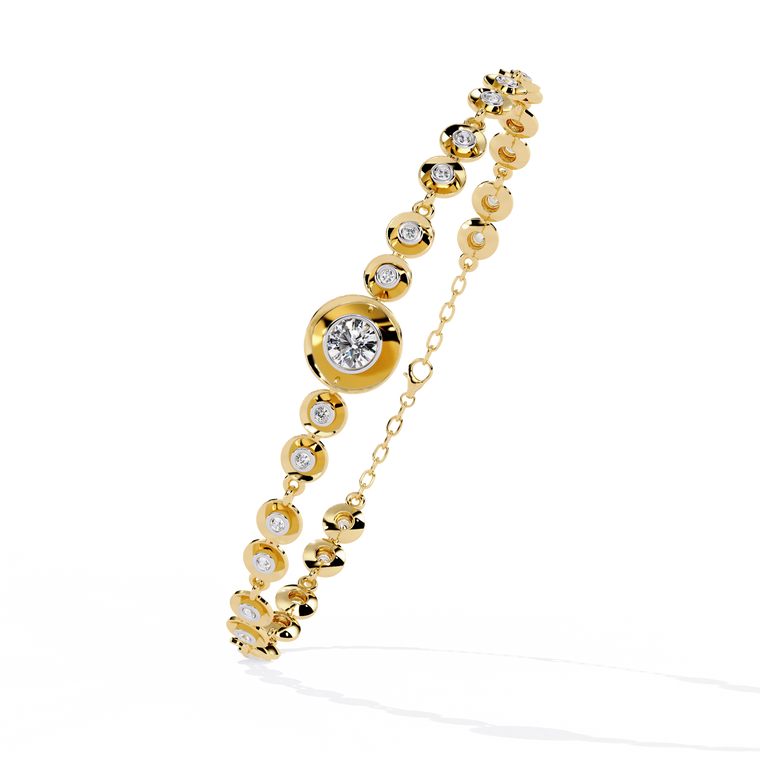 Round Cut Bezel Station Chain Bracelet - view 2