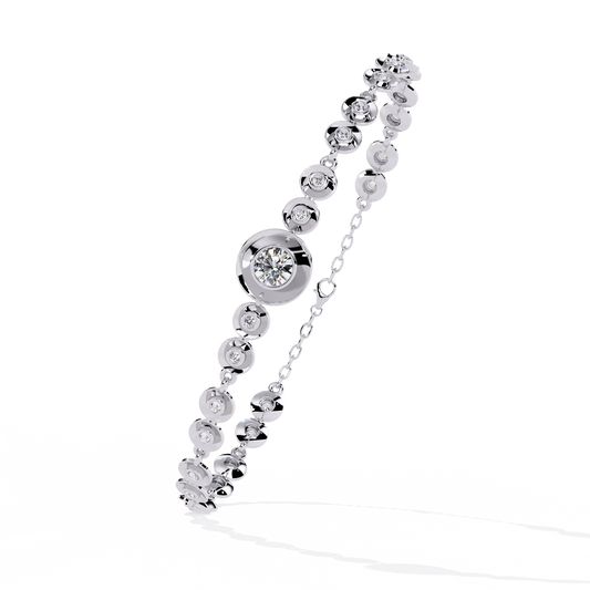 Round Cut Bezel Station Chain Bracelet - view 3