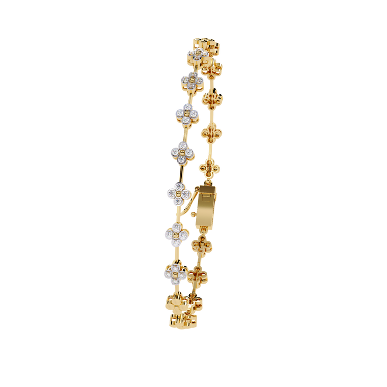 Floral Round Bracelet Featuring Intricately Set Petal Motifs - view 2