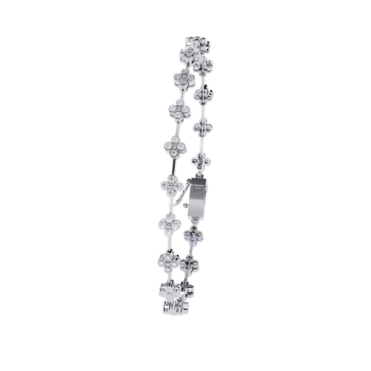 Floral Round Bracelet Featuring Intricately Set Petal Motifs - view 4