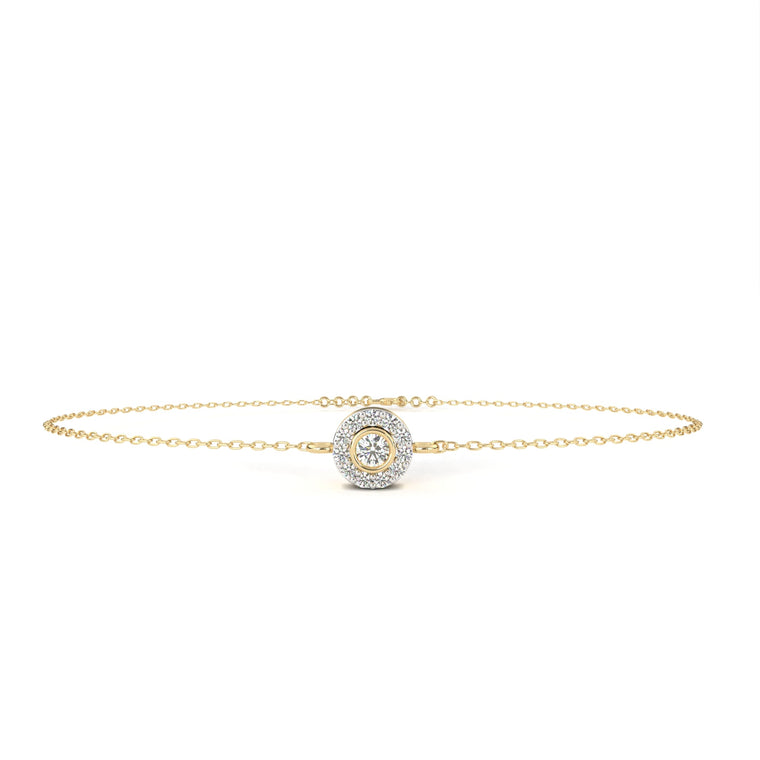 Round Halo Set Single Chain Bracelet with Centerpiece - view 2