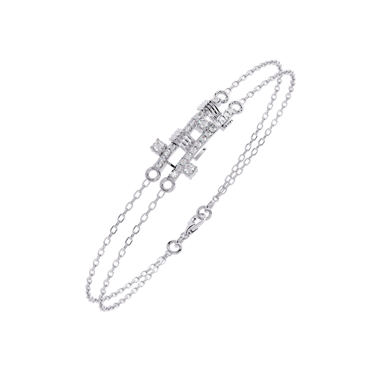 Round Double Layered Bracelet with Studded Geometric Motif - view 4