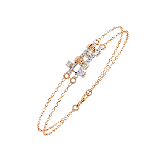 Round Double Layered Bracelet with Studded Geometric Motif - view 3