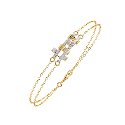 Round Double Layered Bracelet with Studded Geometric Motif - view 2