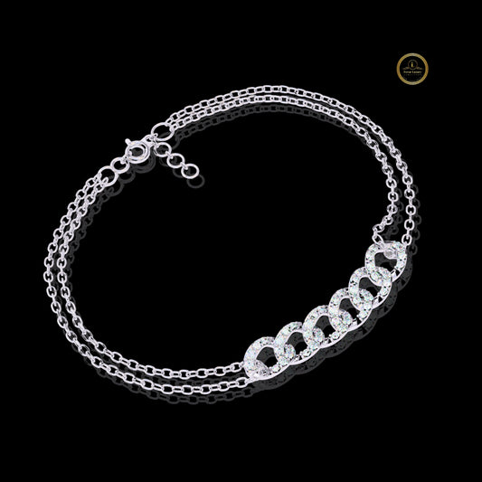 Round Cut Interlocking Double Link Bracelet - view 4