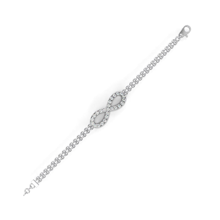 Round Cut Double Chain Infinity Bracelet - view 2