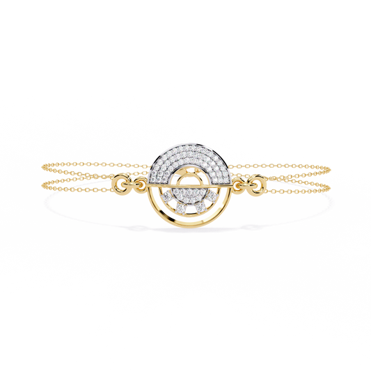 Double Cable Chain Round Open Circle Station Bracelet - view 2