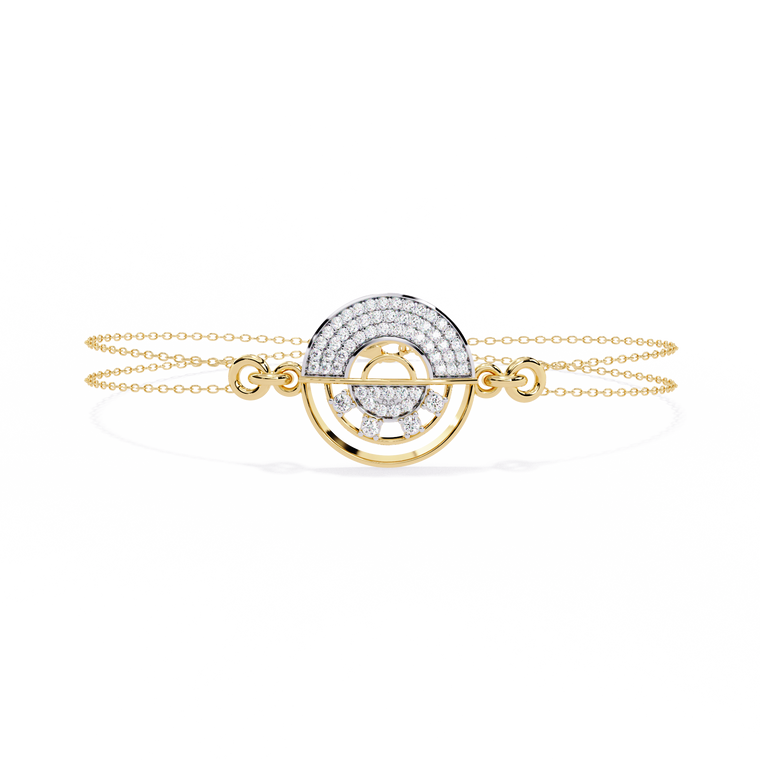 Double Cable Chain Round Open Circle Station Bracelet - view 2