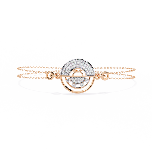 Double Cable Chain Round Open Circle Station Bracelet - view 3
