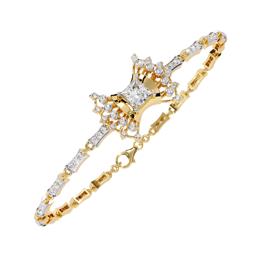 Princess And Round Cut Vintage Style Tennis Bracelet - view 2