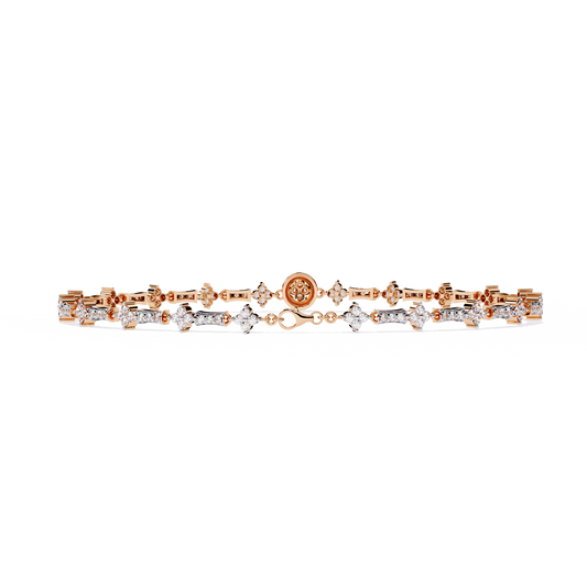 Floral Round Link Bracelet for Women - view 3