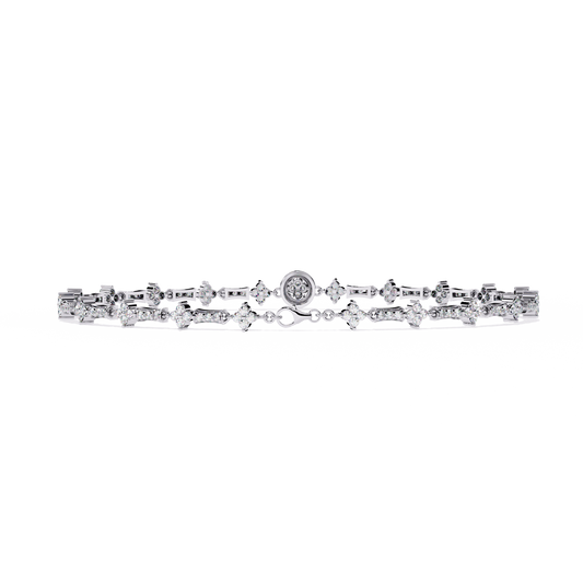 Floral Round Link Bracelet for Women - view 4