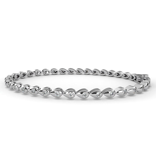 Round Cut Station Bracelet with Open Marquise Links - view 4