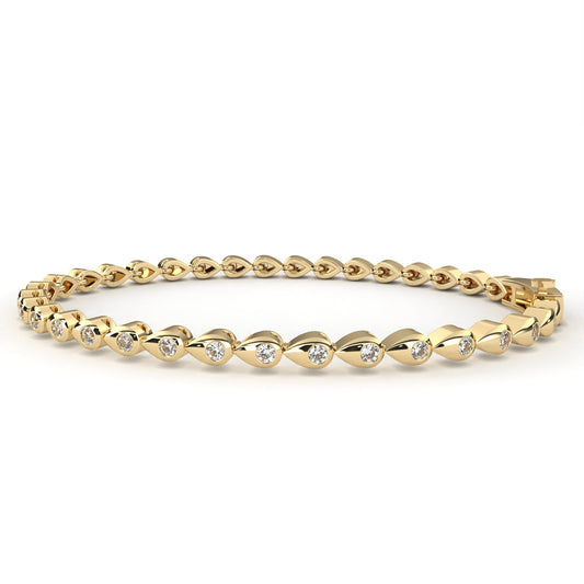 Round Cut Station Bracelet with Open Marquise Links - view 2