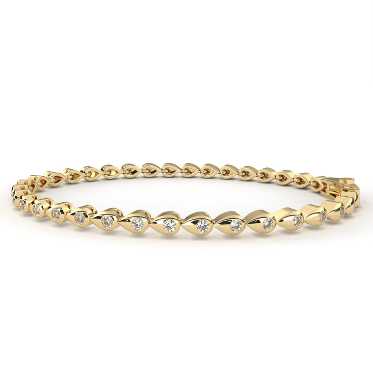 Round Cut Station Bracelet with Open Marquise Links - view 2