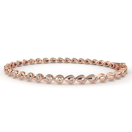 Round Cut Station Bracelet with Open Marquise Links - view 3