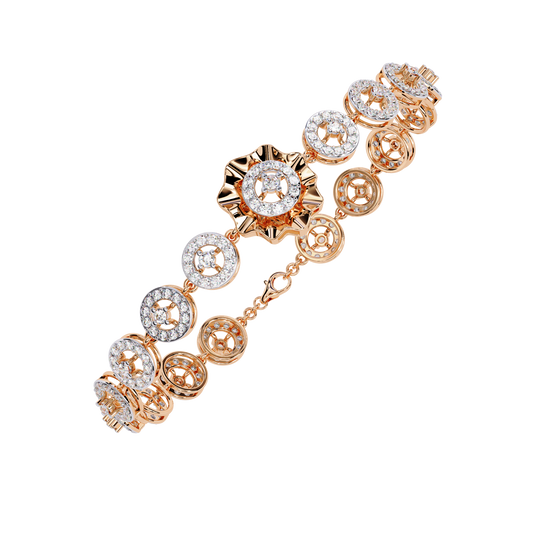 Round Cut Vintage Halo Link Bracelet - view 3