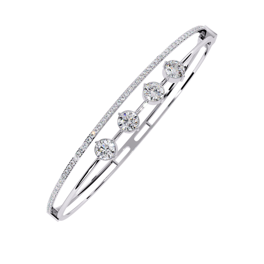Four Round Station Bangle Bracelet Pave Accent - view 4