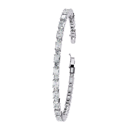 Alternating Emerald & Round Cut Tennis Bracelet - view 4