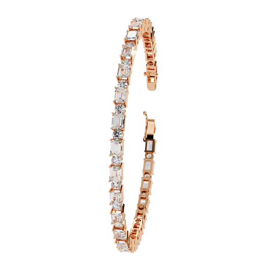 Alternating Emerald & Round Cut Tennis Bracelet - view 3