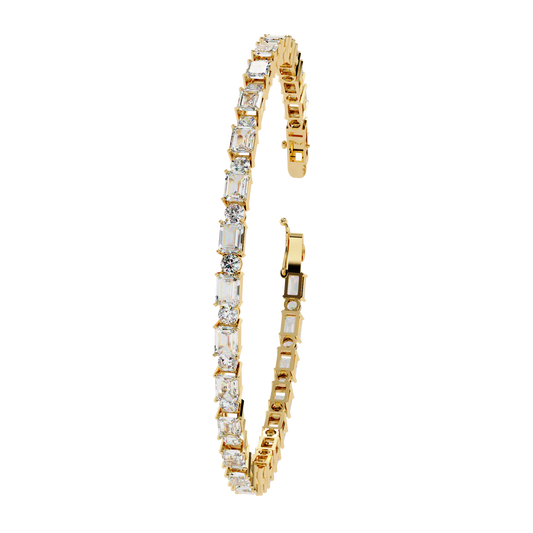 Alternating Emerald & Round Cut Tennis Bracelet - view 2