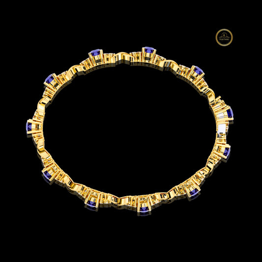 Oval Blue Sapphire Infinity Link Bracelet - view 2