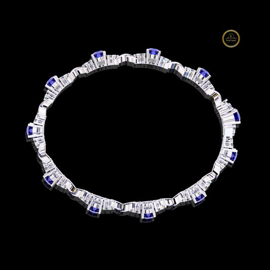 Oval Blue Sapphire Infinity Link Bracelet - view 4