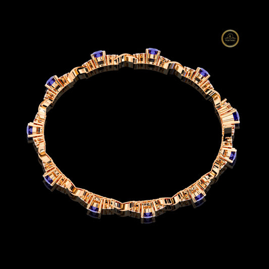 Oval Blue Sapphire Infinity Link Bracelet - view 3