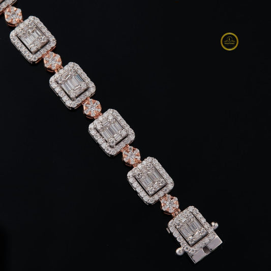 Baguette Cut Lab Grown Diamond Halo Tennis Bracelet - view 3