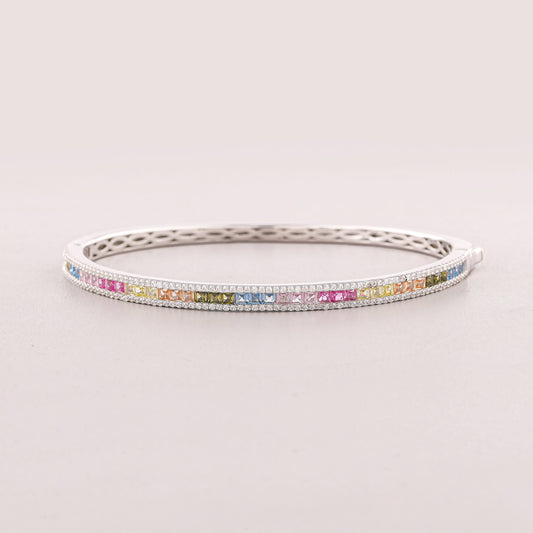 Multi-Color Diamond Tennis Bangle Bracelet - view 2