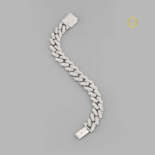 Round Cut Moissanite Elongated Miami Cuban Link Bracelet - view 3