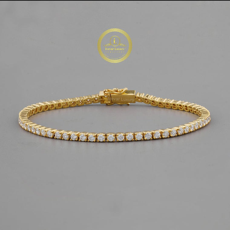 Round Cut Brilliant Moissanite Four Prong Tennis Bracelet - view 2