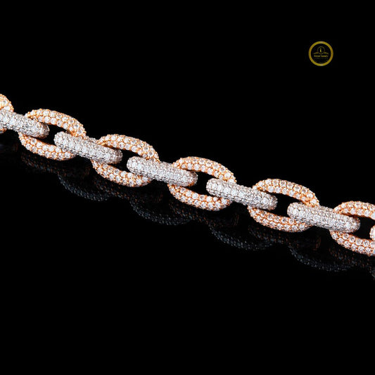 Round Cut Moissanite Pave Oval Link Chain Bracelet - view 3