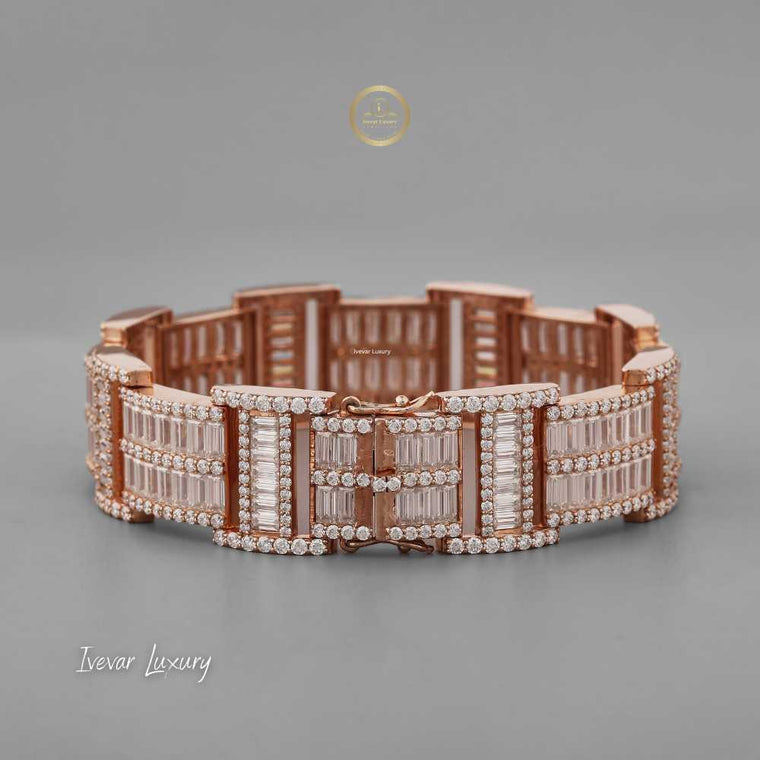 Round Cut Moissanite Wide Link Tennis Bracelet - view 2