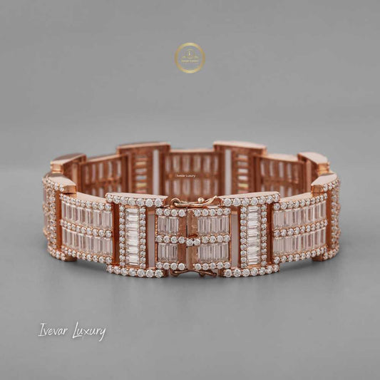 Round Cut Moissanite Wide Link Tennis Bracelet - view 2