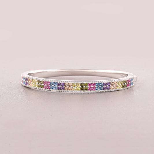 Rainbow Multi-Row Diamond Pave Bangle Bracelet - view 2