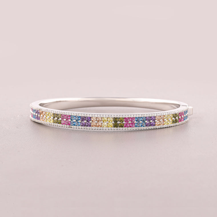 Rainbow Multi-Row Diamond Pave Bangle Bracelet - view 2
