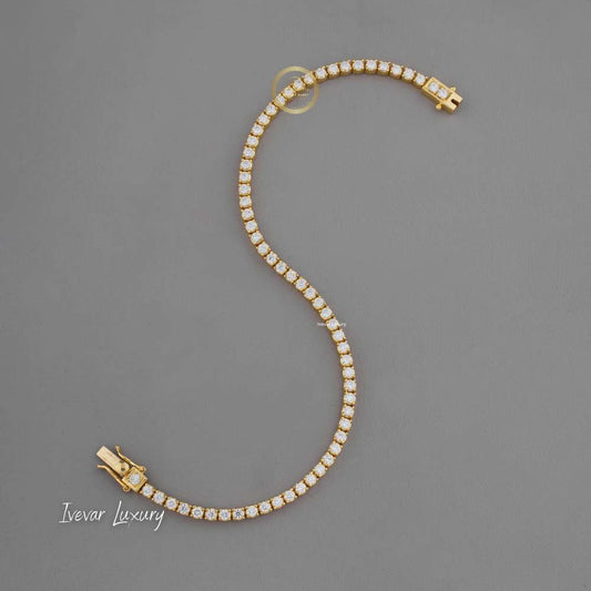 Round Cut Brilliant Lab Grown Diamond Four Prong Tennis Bracelet - view 3