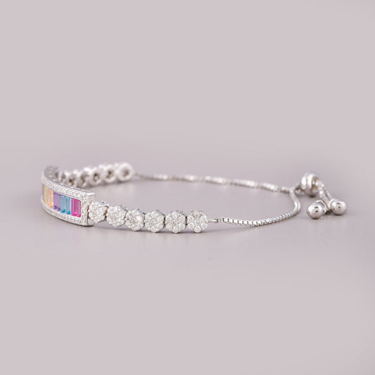 Rainbow Baguette Diamond Bar Adjustable Bracelet - view 4