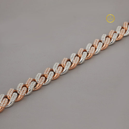 Round Cut Lab Grown Diamond Two-Tone Miami Cuban Link Bracelet - view 3