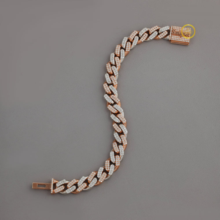 Round Cut Moissanite Two-Tone Miami Cuban Link Bracelet - view 2