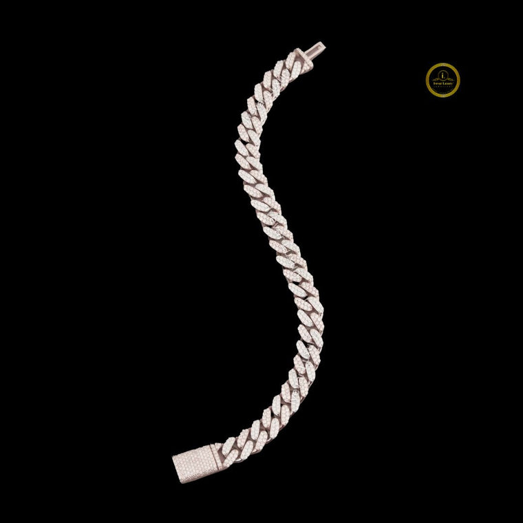 Round Cut Lab Grown Diamond Pave Miami Cuban Link Bracelets - view 2