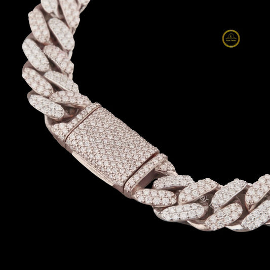 Round Cut Lab Grown Diamond Pave Miami Cuban Link Bracelets - view 3